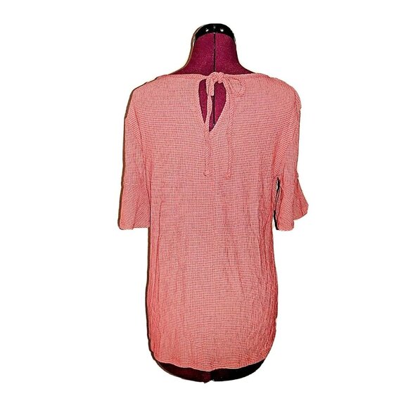 LC Lauren Conrad Top Blouse Women Keyhole Back Bell Short Sleeve Size Medium - Picture 2 of 7